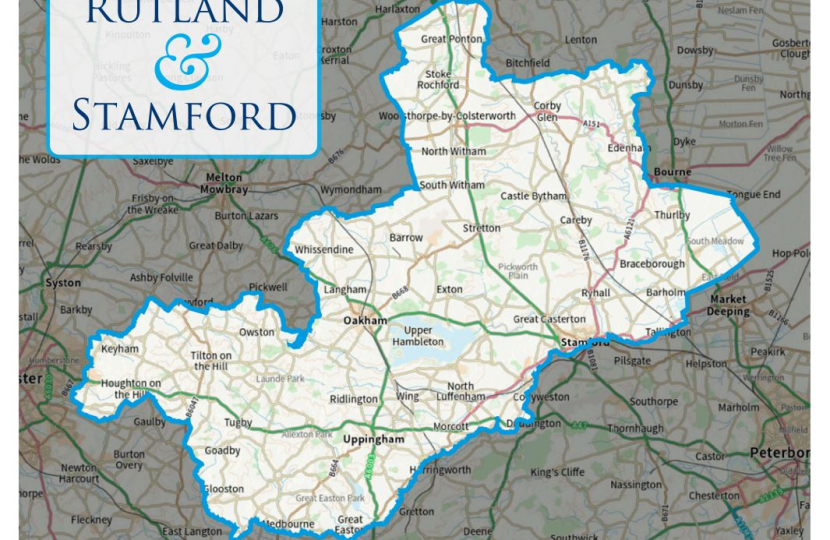 Map of Rutland and Stamford