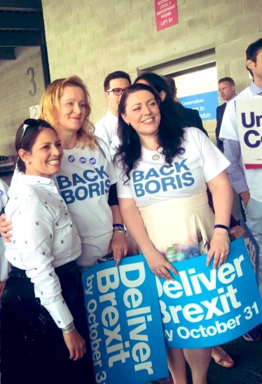 Alicia Campaigning for Brexit and Boris Johnson